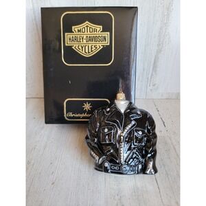 Radko Harley Davidson biker jacket leather glass ornament Xmas